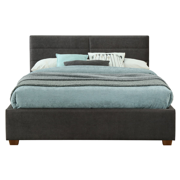 Worldwide Home Furnishings Emilio-60'' Platform Bed - Modern Upholstered Design With Spacious Storage Drawers For Clutter-free Living Charcoal Fabric,Wood 101-633q-ch