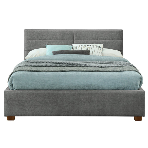 Worldwide Home Furnishings Emilio-60'' Platform Bed - Modern Upholstered Design With Spacious Storage Drawers For Clutter-free Living Light Grey Fabric,Wood 101-633q-lg