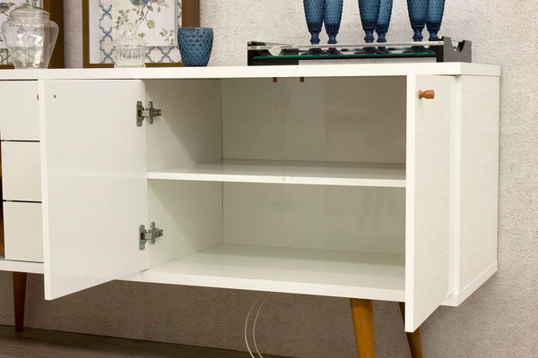 Utopia Sideboard in White Gloss and Maple Cream 1010451 Manhattan Comfort