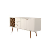 Utopia Sideboard in White Gloss and Maple Cream 1010451 Manhattan Comfort