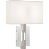 Robert Abbey Lincoln Wall Sconce Polished Nickel Finish w/ Crystal Accents Rectangular Pearl Dupioni Silk Shade