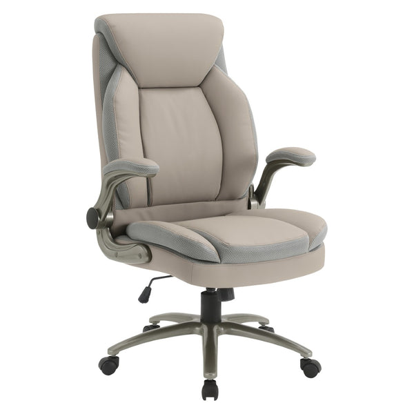 OSP Home Furnishings Big and Tall Ergonomic Office Chair with Lumbar Support Leather Seat 400 Lb Capacity Taupe ECH14517BT-EC21