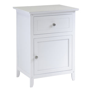 Winsome Wood Eugene Accent Table - Versatile Nightstand With Drawer, White Finish & Elegant Satin Nickel Knobs White Solid ,Composite Wood 10115-winsome-wood