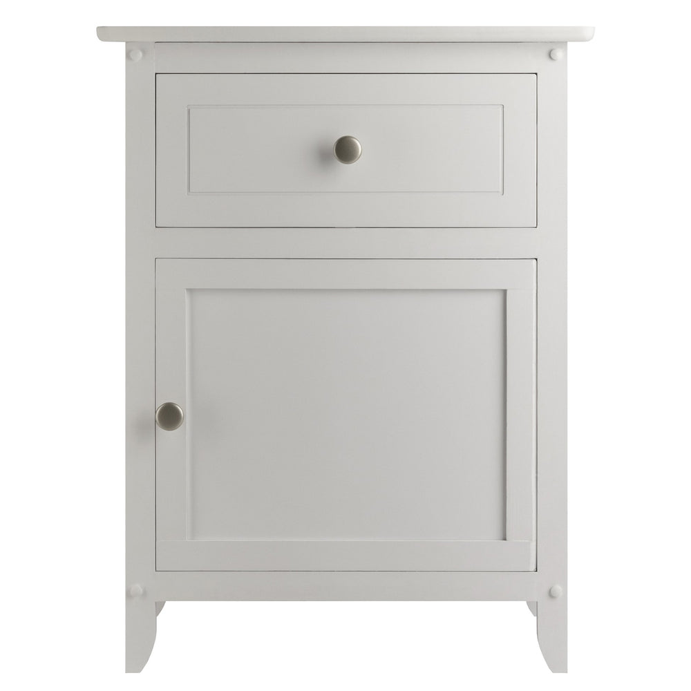 Winsome Wood Eugene Accent Table - Versatile Nightstand With Drawer, White Finish & Elegant Satin Nickel Knobs White Solid ,Composite Wood 10115-winsome-wood