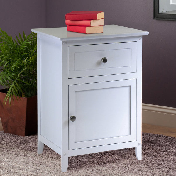 Winsome Wood Eugene Accent Table - Versatile Nightstand With Drawer, White Finish & Elegant Satin Nickel Knobs White Solid ,Composite Wood 10115-winsome-wood