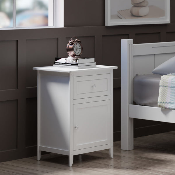 Winsome Wood Eugene Accent Table - Versatile Nightstand With Drawer, White Finish & Elegant Satin Nickel Knobs White Solid ,Composite Wood 10115-winsome-wood