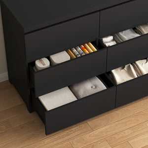 English Elm 9 Drawer Matte Black Dresser Push Open Handleless Design Wide Bedroom Storage Chest W409P334005