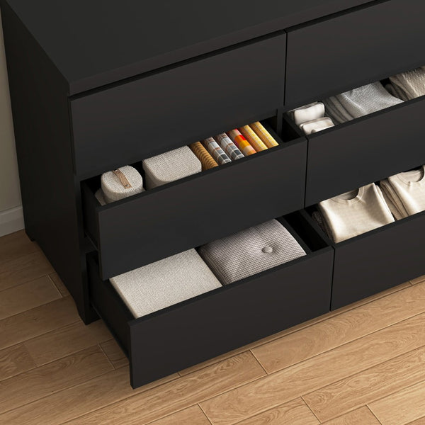 English Elm 9 Drawer Matte Black Dresser Push Open Handleless Design Wide Bedroom Storage Chest W409P334005