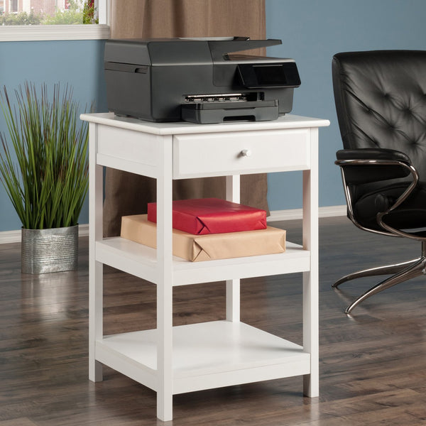 Winsome Wood Delta Home Office Printer Stand - Stylish White Storage With Soft-close Drawer & Open Shelves White Composite Wood 10121-winsome-wood