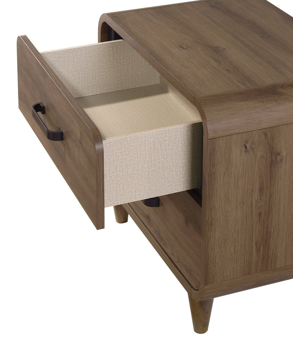English Elm 1pc Contemporary Wooden Nightstand with Two Deep Drawers Warm Brown Bedroom Storage B2741P482250