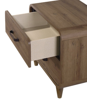 English Elm 1pc Contemporary Wooden Nightstand with Two Deep Drawers Warm Brown Bedroom Storage B2741P482250