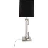 Robert Abbey Lincoln Table Lamp Polished Nickel Finish w/ Crystal Accents Rectangular Black Opaque Parchment W/ Matte Silver Lining