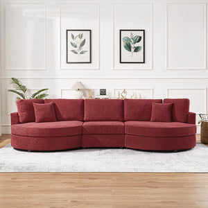 English Elm Christopher Knight Home® - 3-seater Curved Chenille Sofa with Plush 7.5" Seat Cushions and Two Pillows for Stylish Living Red N763S000020J