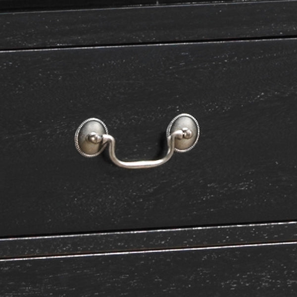 English Elm Elegant Black Media Chest | Compact 35"H x 42"W Storage Cabinet, Fully Assembled, Durable Finish B078108217