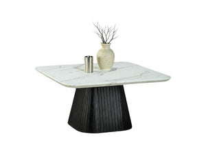 English Elm Contemporary 3-Piece Table Set: Square Coffee & End Tables With Faux Marble Top & Black Base Design B2741S00646