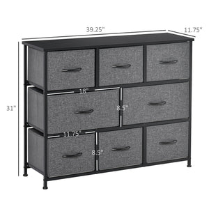 English Elm HOMCOM 8-Drawer Fabric Dresser Tower with MDF Top, Steel Frame, Anti-Tip Design for Bedroom W2225P229649