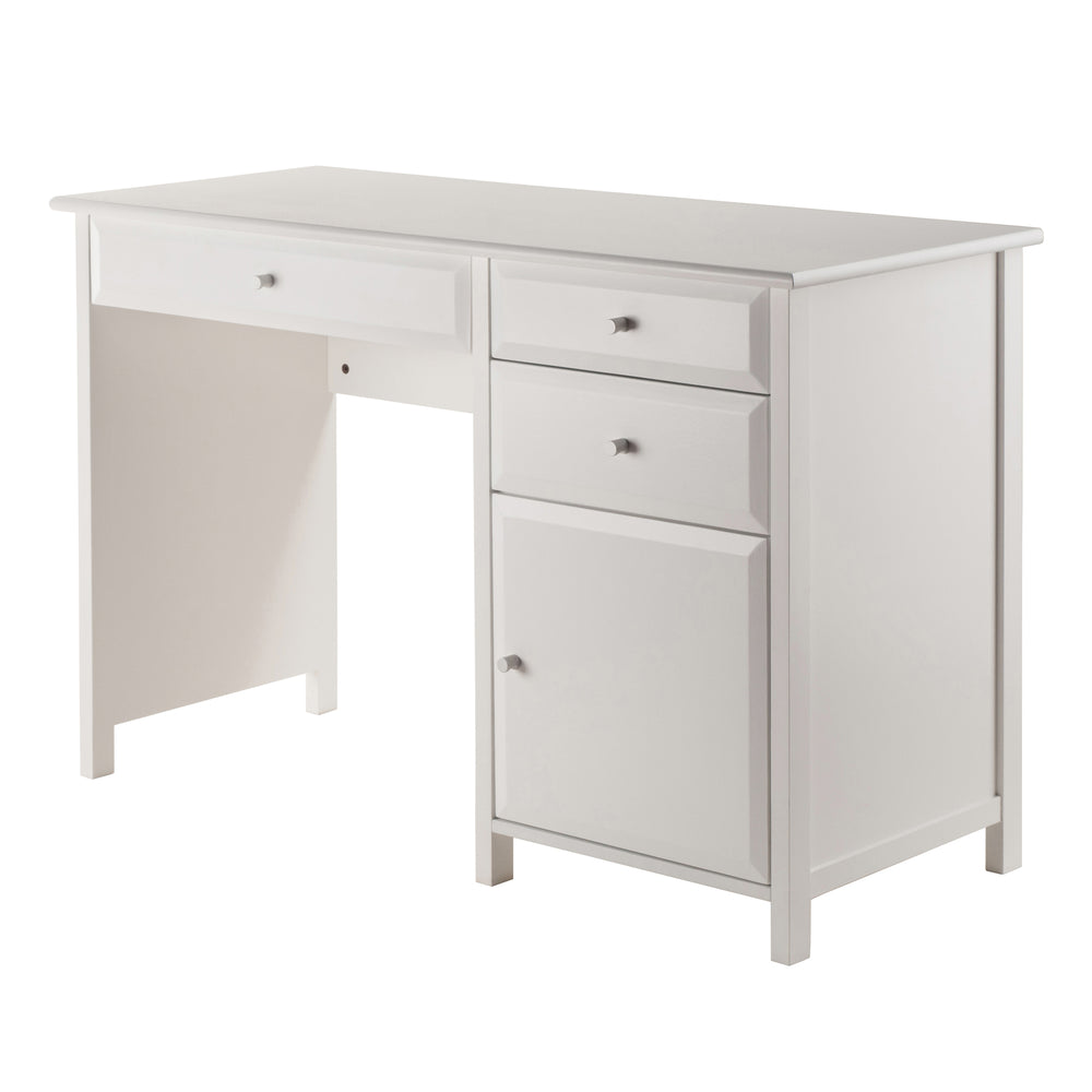 Winsome Wood Delta Contemporary White Writing Desk With Soft-close Drawers, Stylish Office Organization Solution White Composite Wood 10147-winsome-wood
