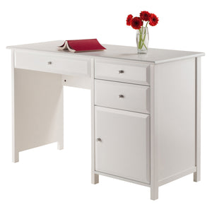 Winsome Wood Delta Contemporary White Writing Desk With Soft-close Drawers, Stylish Office Organization Solution White Composite Wood 10147-winsome-wood
