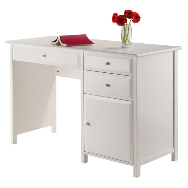 Winsome Wood Delta Contemporary White Writing Desk With Soft-close Drawers, Stylish Office Organization Solution White Composite Wood 10147-winsome-wood