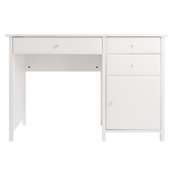 Winsome Wood Delta Contemporary White Writing Desk With Soft-close Drawers, Stylish Office Organization Solution White Composite Wood 10147-winsome-wood