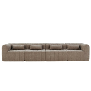 English Elm 145.5 Inch 4 Piece Modular Sectional Sofa Polyester Low Profile Living Room Couch Espresso N767P346281E