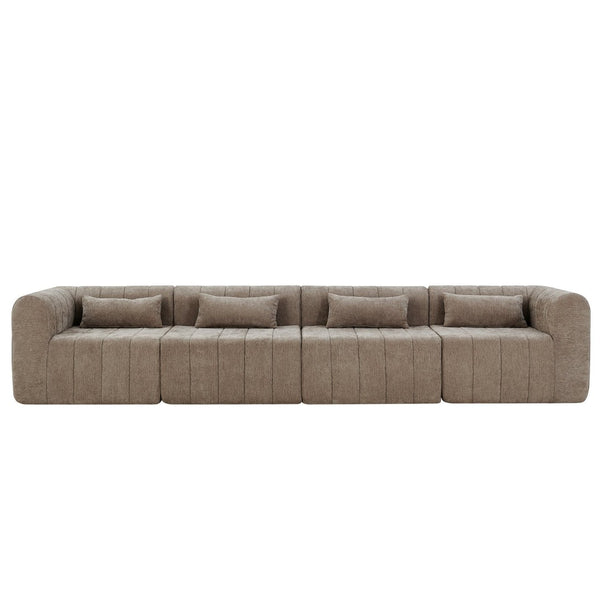 English Elm 145.5 Inch 4 Piece Modular Sectional Sofa Polyester Low Profile Living Room Couch Espresso N767P346281E