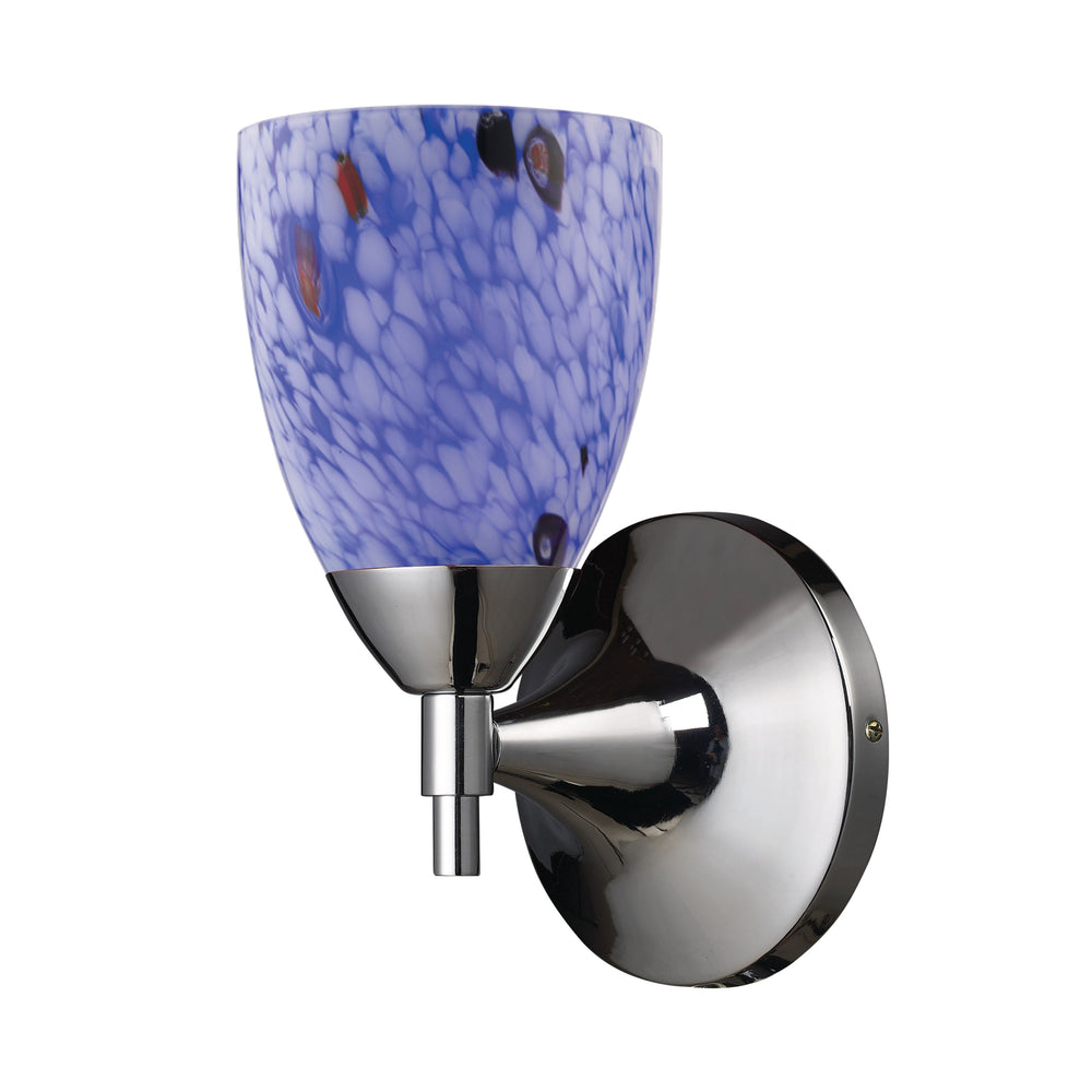 Celina 9'' High 1-Light Wall Lamp - Polished Chrome with Starburst Blue Glass 10150/1PC-BL Elk Lighting