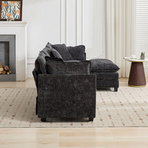 English Elm Cloud Modular Two Seat Sofa Chenille Upholstered Cushioned Couch for Apartment Living Black W1143P378632