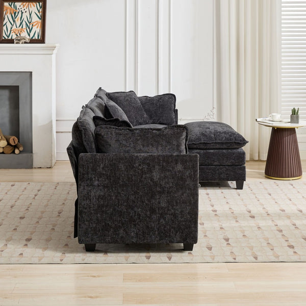 English Elm Cloud Modular Two Seat Sofa Chenille Upholstered Cushioned Couch for Apartment Living Black W1143P378632