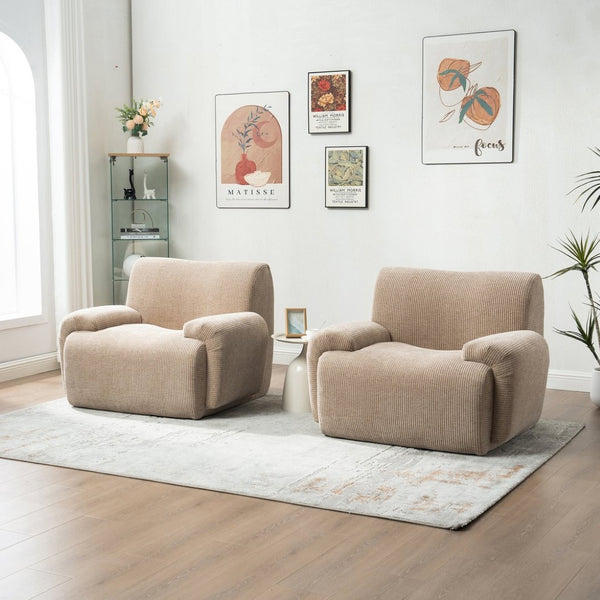 English Elm 42" Wide Chenille Stripe Accent Chair Deep Seat Foam Lounge for Bedroom or Apartment Taupe W3118P453257