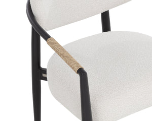 Sunpan Marita Dining Armchair - Sleek Modern Design With Wicker Weave For Stylish Outdoor Gatherings Cream Fabric 112101