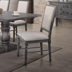 English Elm Set Of 2 Cream Linen Upholstered Dining Chairs With Weathered Gray Frame For Elegant Comfort B016P315042-GIGA