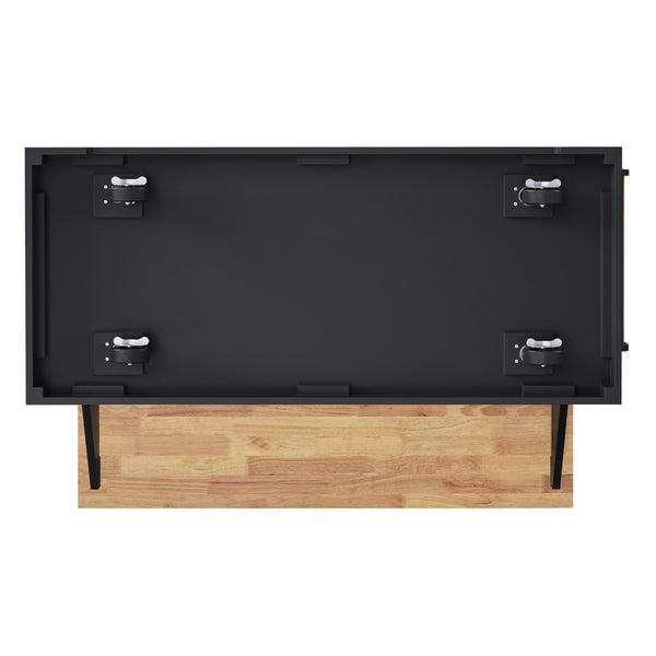 English Elm K&k Farmhouse Rolling Kitchen Island Rubberwood Drop Leaf 3 Drawers 4 Cabinet Doors Black N707S195395B
