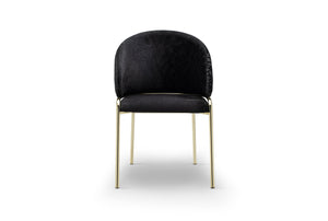 English Elm Onyx Luxe Velvet & Chenille Accent Chair with Gold Metal Frame — Plush Comfort, Durable Chic (96) Black B009P332650