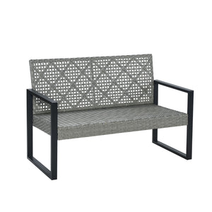 English Elm 4-Piece Patio Set with Acacia Wood Table, Light Gray Rattan & Blue Cushions — Durable, Weather-Resistant Seating for Balcony W2391P265430