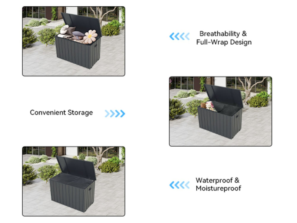 English Elm Outdoor Storage Box - 200 Gallon Lockable Metal Deck Box With Waterproof Oxford Fabric Lining W1859P353008-GIGA