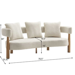 English Elm Luxe Curved Three Seat Chenille Sofa with Arc Backrest and Tapered Legs for Living Rooms N773P342182B