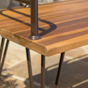 English Elm Christopher Knight Home® - ZION Rustic Teak Acacia Wood and Powder-Coated Iron Bench for Patio — Durable 50.5" Outdoor Seating 60390.00