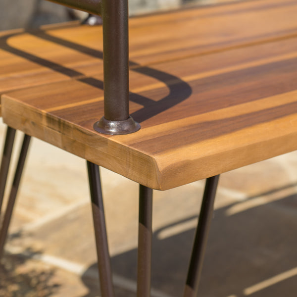 English Elm Christopher Knight Home® - ZION Rustic Teak Acacia Wood and Powder-Coated Iron Bench for Patio — Durable 50.5" Outdoor Seating 60390.00