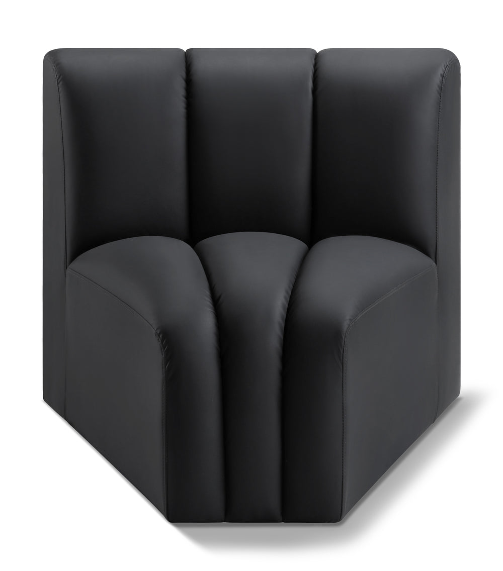 Arc Black Vegan Leather Curved Corner 101Black-CC Meridian Furniture