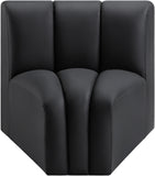 Arc Black Vegan Leather Curved Corner 101Black-CC Meridian Furniture