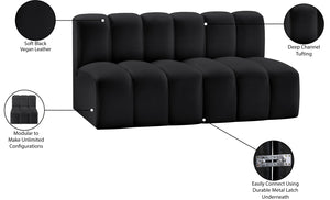 Arc Black Vegan Leather Modular Sofa 101Black-S2A Meridian Furniture