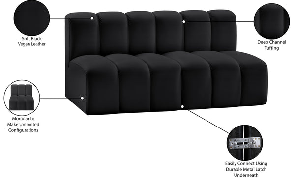 Arc Black Vegan Leather Modular Sofa 101Black-S2A Meridian Furniture