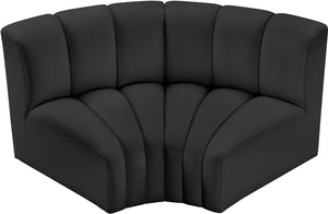 Arc Black Vegan Leather Modular Sofa 101Black-S2B Meridian Furniture