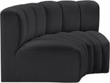 Arc Black Vegan Leather Modular Sofa 101Black-S2B Meridian Furniture