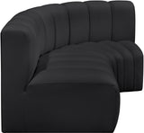 Arc Black Vegan Leather Modular Sofa 101Black-S3A Meridian Furniture