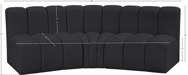 Arc Black Vegan Leather Modular Sofa 101Black-S3B Meridian Furniture