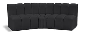 Arc Black Vegan Leather Modular Sofa 101Black-S3B Meridian Furniture