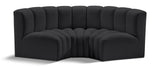 Arc Black Vegan Leather Modular Sofa 101Black-S3C Meridian Furniture