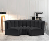 Arc Black Vegan Leather Modular Sofa 101Black-S3C Meridian Furniture